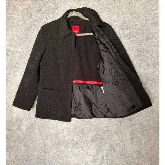 Esprit Women's Medium Black Quilted Jacket Full Zip Front Pockets - Picture 6 of 9